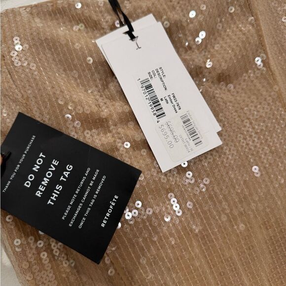 NWT RETROFÊTE EMBER Sequin Strapless Maxi Dress in Latte - Picture 12 of 12